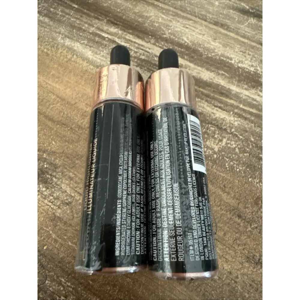 Lot 2 Makeup Revolution Liquid Highlighter Rose Gold 0.61oz Each New Sealed